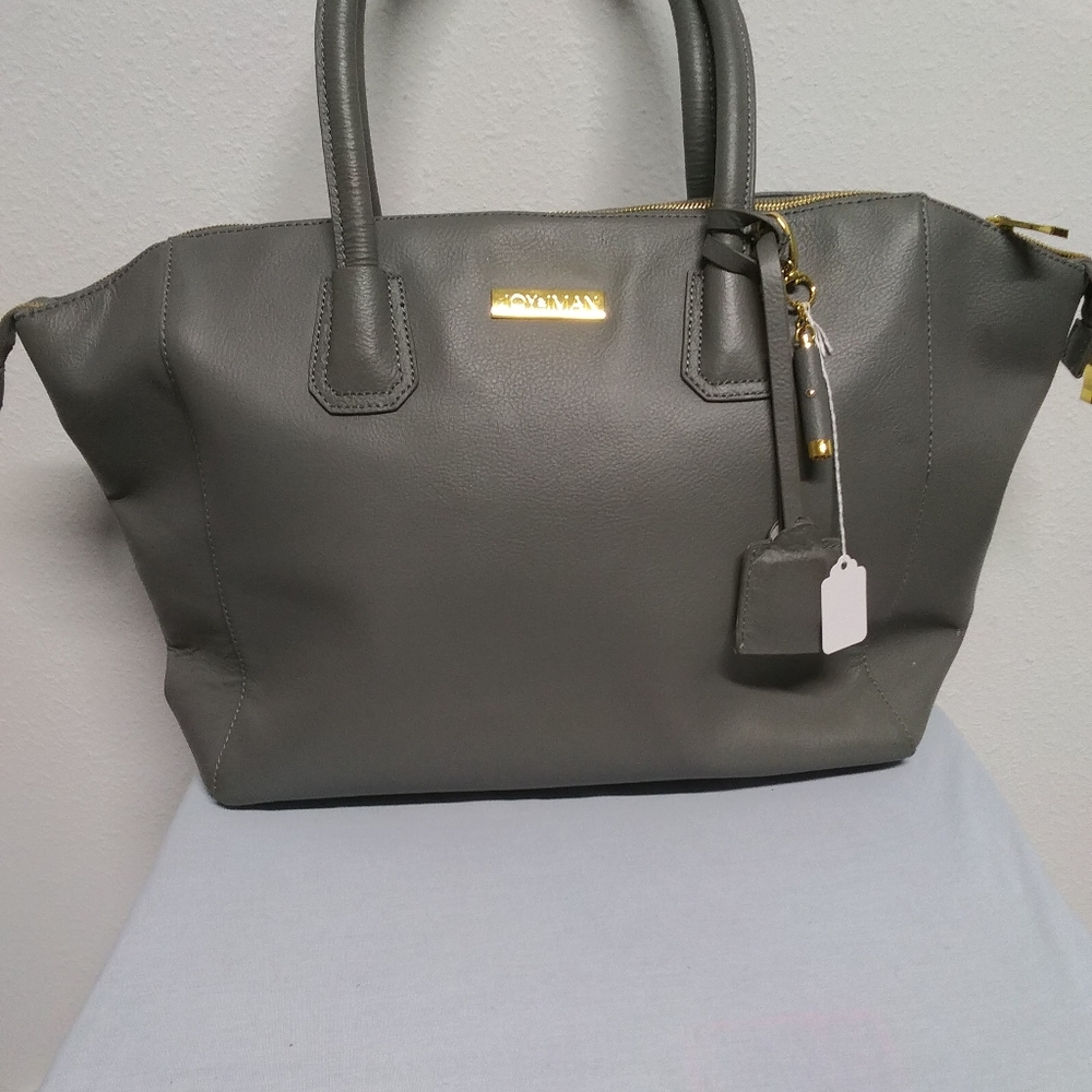 Gray Leather Handbag Joy And Imam